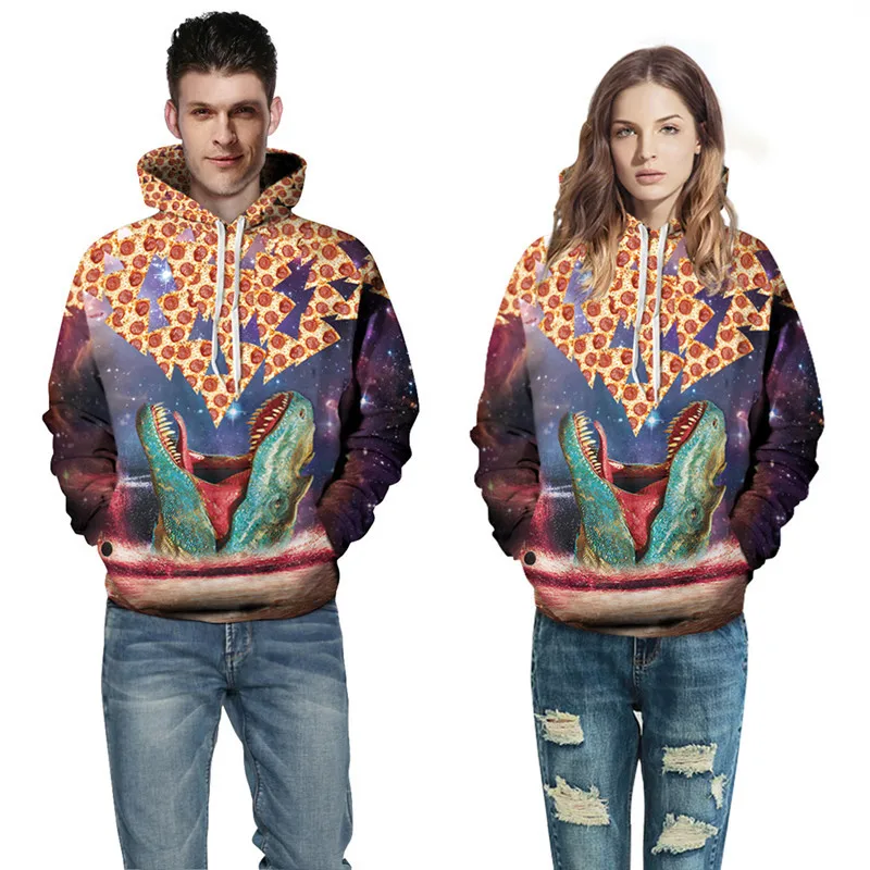 Зимний осенний костюм для влюбленных пары 3D Космос Галактический цифровой принт