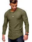Мужская футболка с длинным рукавом desginer fold camisetas hombre, облегающая футболка с круглым вырезом для фитнеса, новинка 2019