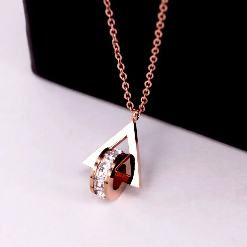 Красивая треугольная подвеска круг Блестящий Кристалл титановая цепочка с