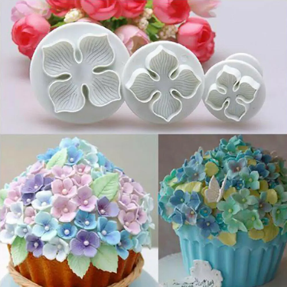 3PCS/Set Plastic Flower Fondant Cake Decorating Tool Sugar Craft Cutter Plunger Baking Cookies Pastry Mold Kitchen | Дом и сад