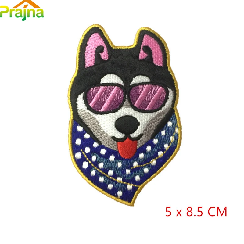 Антикварное серебро Prajna Husky патч собачья кость Лидер продаж наклейки одежда железные на нашивки для одежды вышитые пришить Аппликация DIY parches D - Цвет: Антикварное серебро