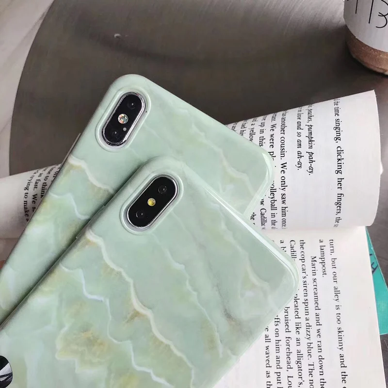 НОВЫЙ изумрудно-зеленый мраморный силиконовый чехол для телефона iPhone X XR XS MAX