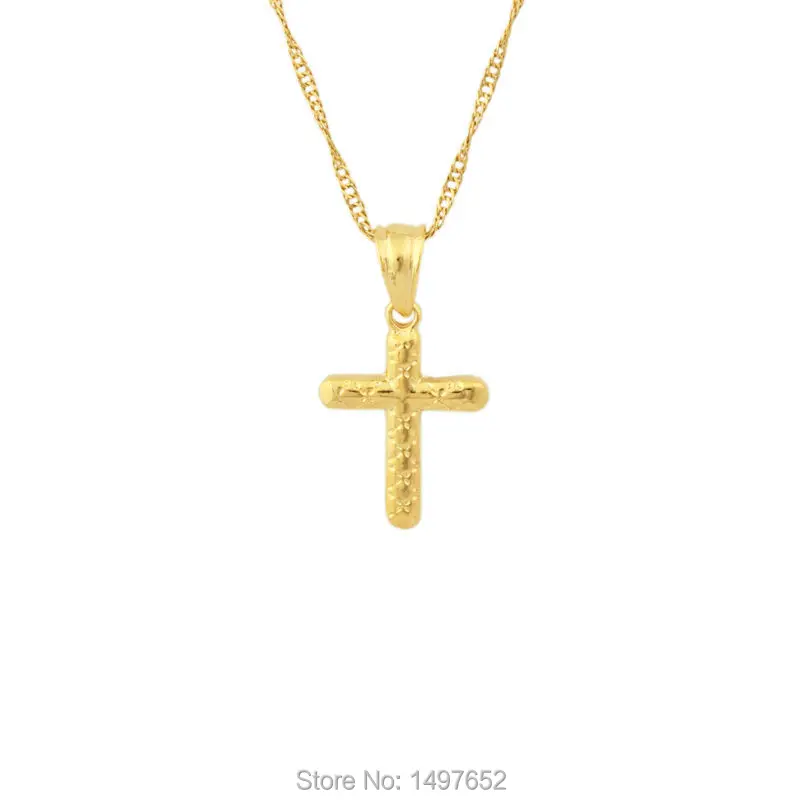 Ожерелье с подвеской крестом для женщин и мужчин Ювелирное Украшение под золото