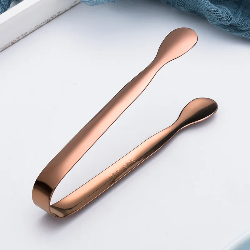 Rose gold Нержавеющая сталь щипцы для льда с гладкий край, кубика сахара щипцы для Чай вечерние, Кофе бар, Еда, 4,25 дюймов - Цвет: Rose gold