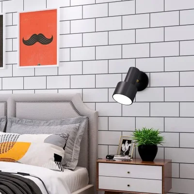 Rectangle White Скандинавские ПВХ водостойкие самоклеющиеся настенные Стикеры для спальни, гостиной, декоративные плитки, черно-белые решетки, обои в рулонах - Цвет: Rectangle White