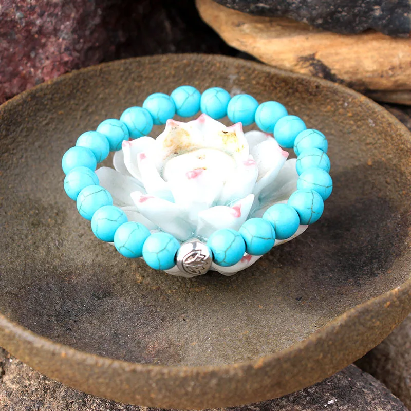 UAM Boho Hand Jewelry Natural Stone Beaded Bracelets &amp Bangles Plant Leaves Charm Bracelet Silver Multiple Layers Pulseras Women |