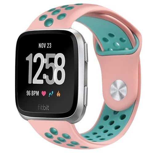 Pink Teal Для Fitbit Versa Lite ремешок для Fitbit Versa для женщин Мягкий силиконовый спортивный ремешок с вентиляционными отверстиями для Fitbit Versa - Цвет: Pink Teal