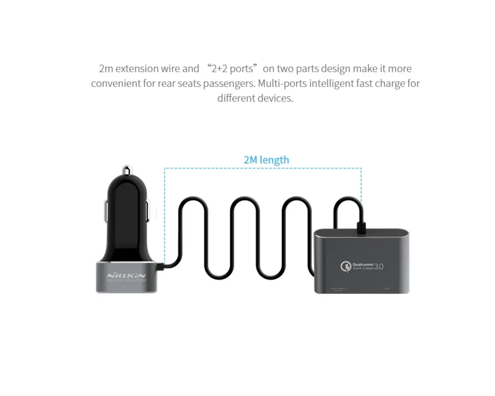 Nillkin 4 порта двойной Переходник usb для зарядки в машине зарядное устройство micro Type C