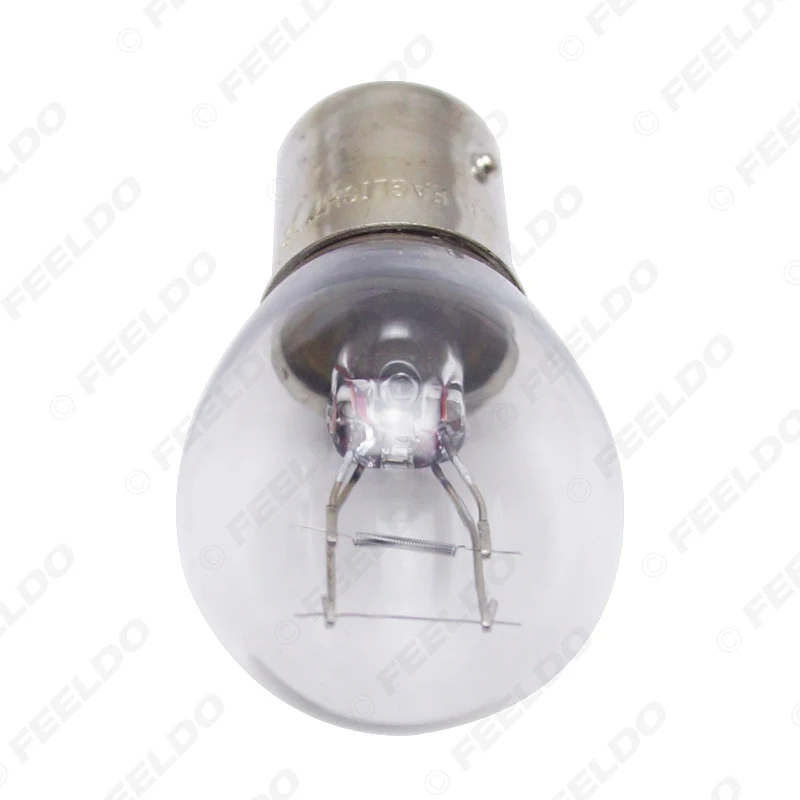 FEELDO 10 шт. 12 В постоянного тока автомобильная лампа BAZ15D/P21W/4W/1122 прозрачная