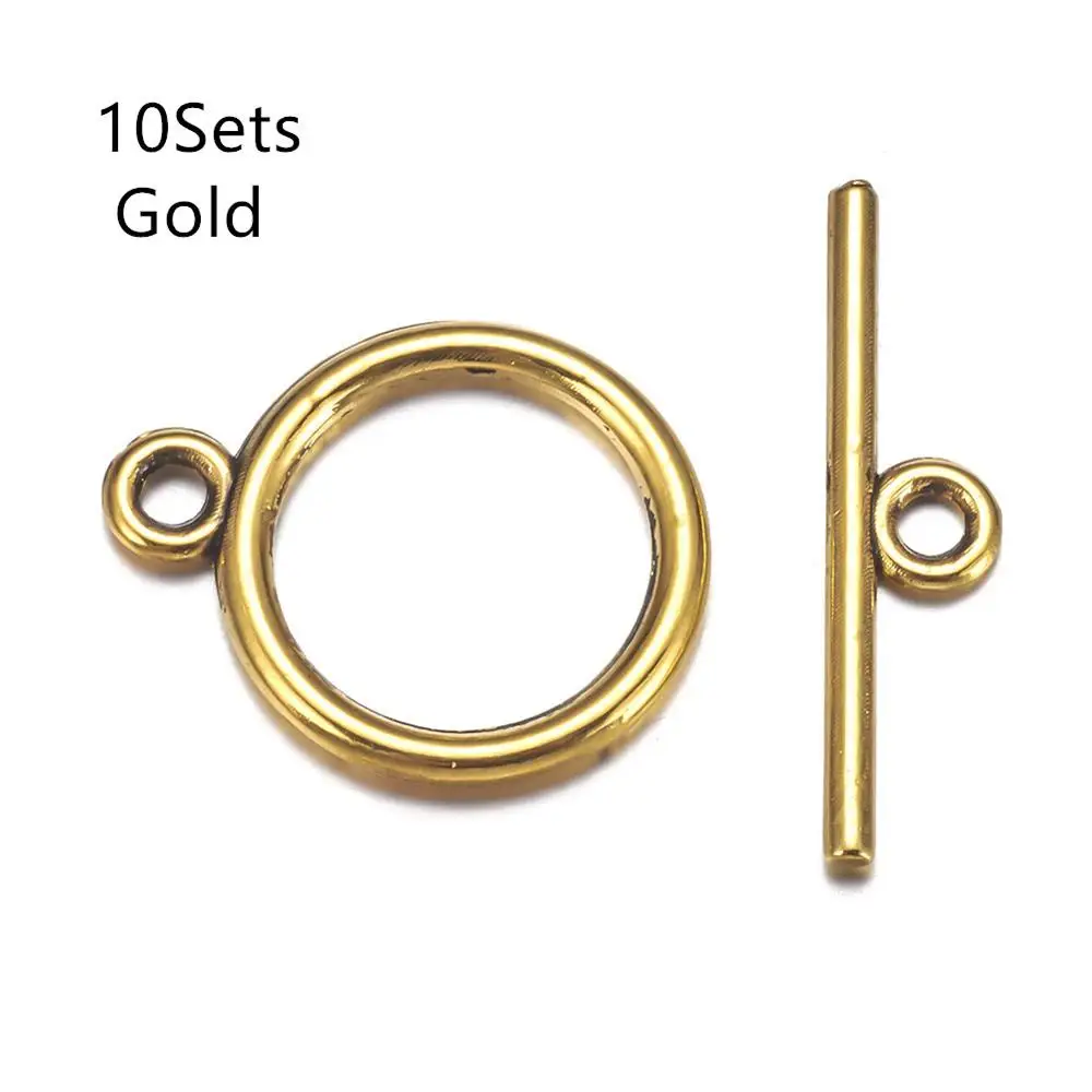 10Sets Gold Color Серебряный тон 10 комплектов OT Переключить застежки разъемы для DIY браслет ожерелье ювелирных изделий HK144 - Цвет: 10Sets Gold Color
