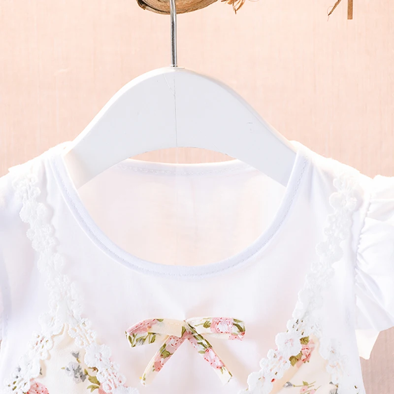 Summer Casual Chiffon Flare Sleeve Fake 2 Piece Floral Pattern Dress Baby Girls Beach 2019 Kids Toddler Princess Sundress | Детская