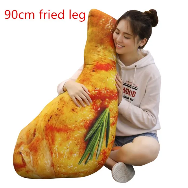 90cm fried leg 70/90 см курица подушка для ног simualation плюшевая игрушка мягкая подушка мягкая кукла для еды Декор вкусный подарок на год для детей - Цвет: 90cm fried leg