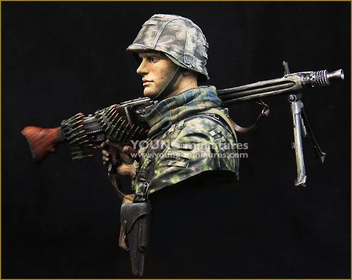 GK Garage Смола рисунок 1/10 Waffen SS молодой пулемет 1944 бюст Неокрашенная модель комплект