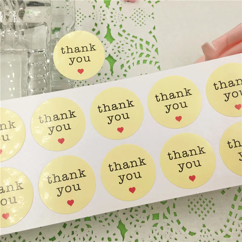 Yellow Sticker Self-adhesive Thank You Gift stickers for Wedding Packing Labels Sealing Round Trendy Stickers 500Pcs/Lot | Украшения и