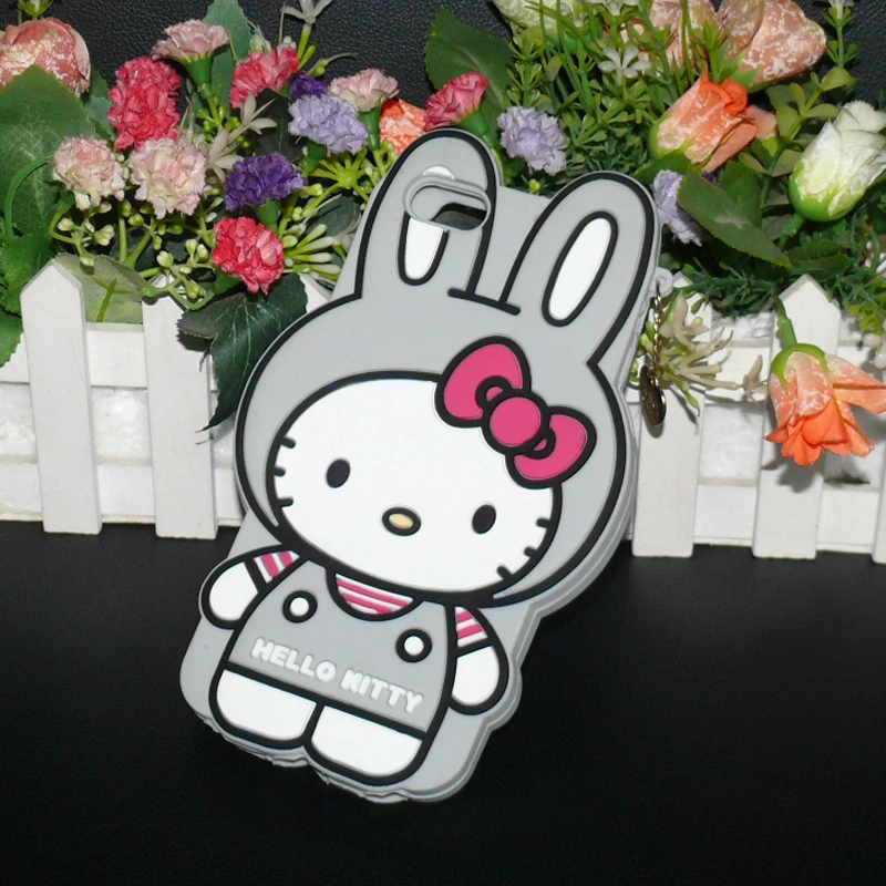cute 3D cartoon cat case for iphone 6 5 4 with rabbit cap lovery silicone back cover monster cases | Мобильные телефоны и