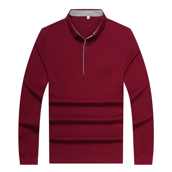 Red Размеры 6XL 7XL Новинка года, осень, английский стильная футболка поло Для мужчин с длинным рукавом мужская домашняя кофта с круглым горлом, футболки-поло высокое качество camisa рубашка поло мужская - Цвет: Red
