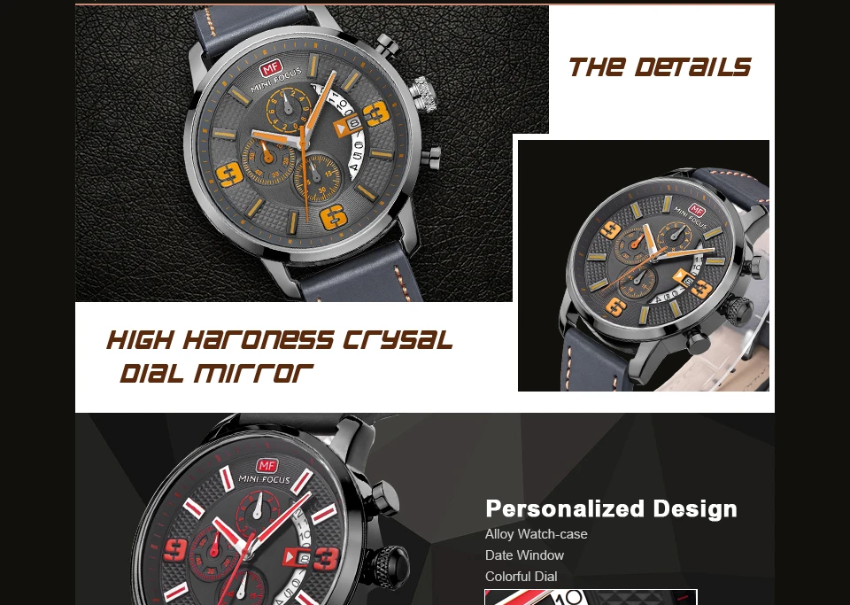 Minifocus мужские часы, люксовый бренд, бизнес кожа, мужские часы, Простой Большой циферблат, водонепроницаемые, с календарем, кварцевые наручные часы для мужчин