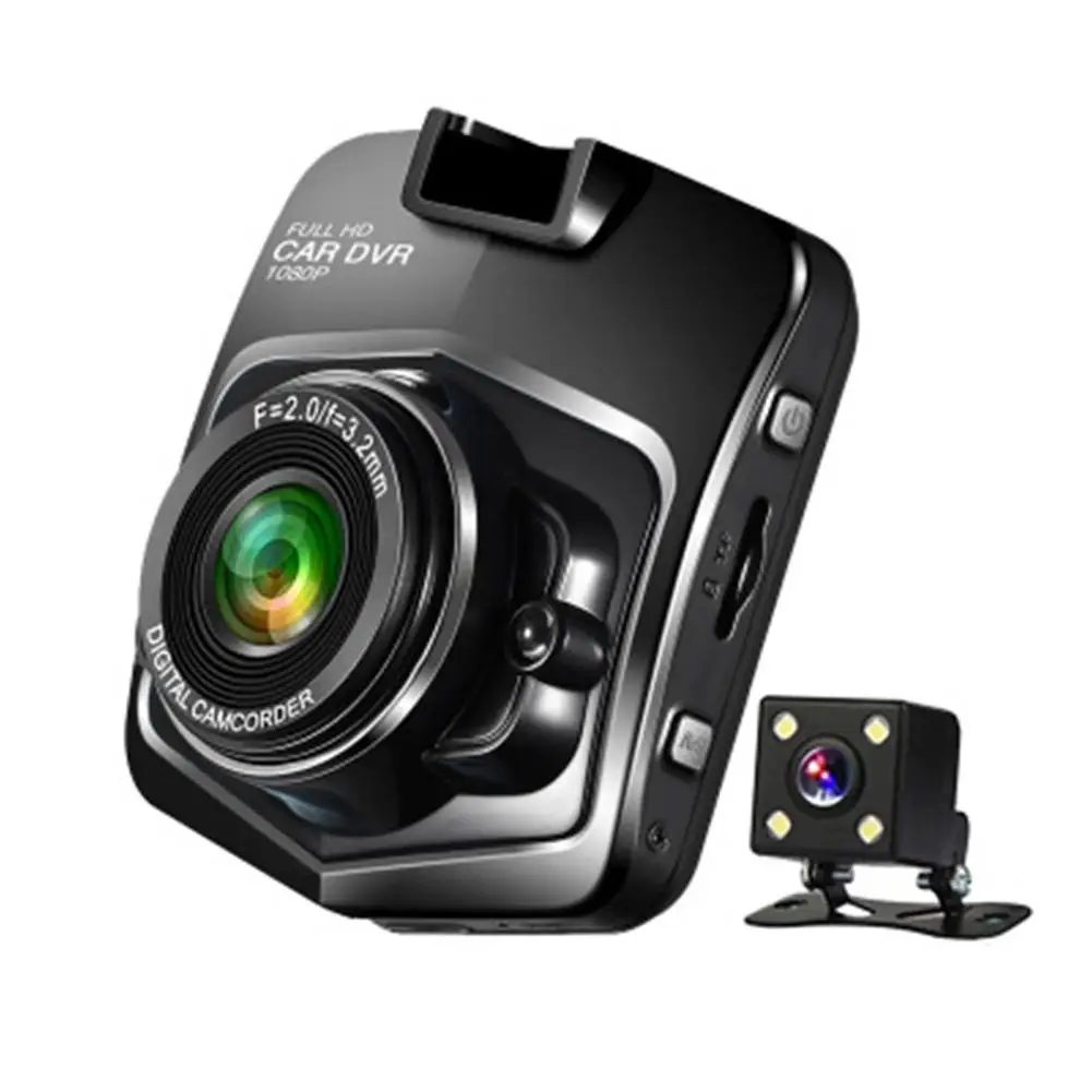 2 4 дюймовый передний задний видеорегистратор с двумя объективами 1080P HD мини