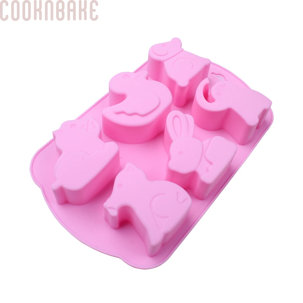 COOKNBAKE силиконовая формочка в виде животного для торта кондитерские изделия 6 полости Шоколадные конфеты Желе Плесень Медведь Кролик Печенье Торт Украшение Инструмент