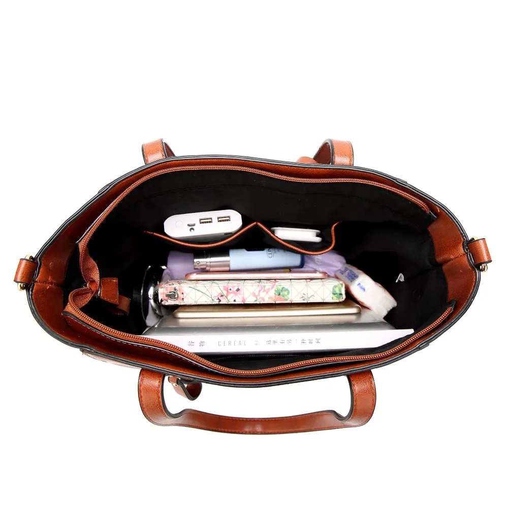 Модные женские туфли pu сумочка масло воск кожа женщины сумка большой Ёмкость