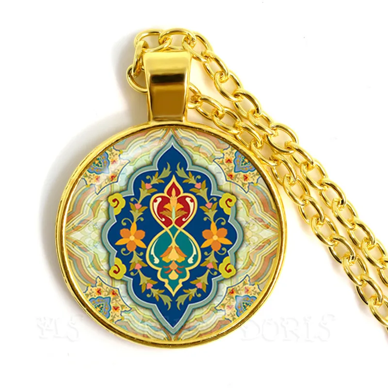 25 мм стеклянный купол ожерелье с марокканским орнаментом круги цифровой коллаж