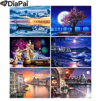 diapai 5d diy diamond painting 100 full squareround drill city building 3d embroidery cross stitch home decor