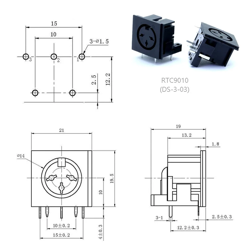 3 шт. высокое качество S клеммы Micro power Socket 3PIN DIN Jack разъем PCB панель крепление