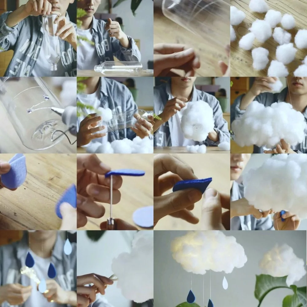 DIY ручной работы хлопок Облако свет Звезда Луна Тип подвесной светильник