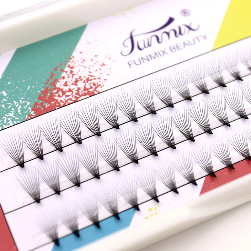 Предварительно сделанные веерные без узелков 10D Кластерные ресницы 0 07 C