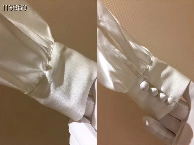 Женская прозрачная белая рубашка с рукавом-фонариком 2018 |