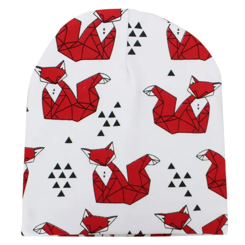 Новинка осенне-зимняя хлопковая детская шапка с животным принтом облегающая для