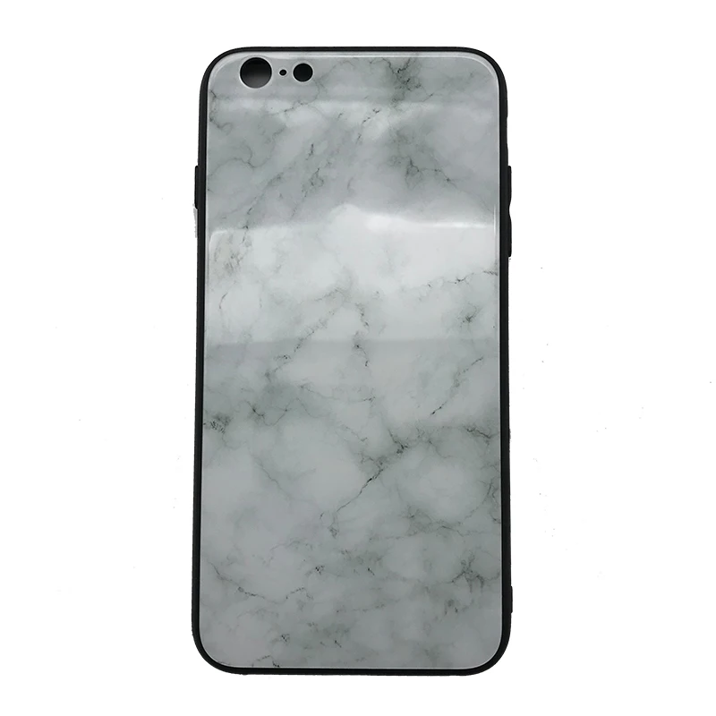 Закаленное Стекло задняя крышка TPU край чехол для iPhone 6 S плюс Мрамор рисунком Coque