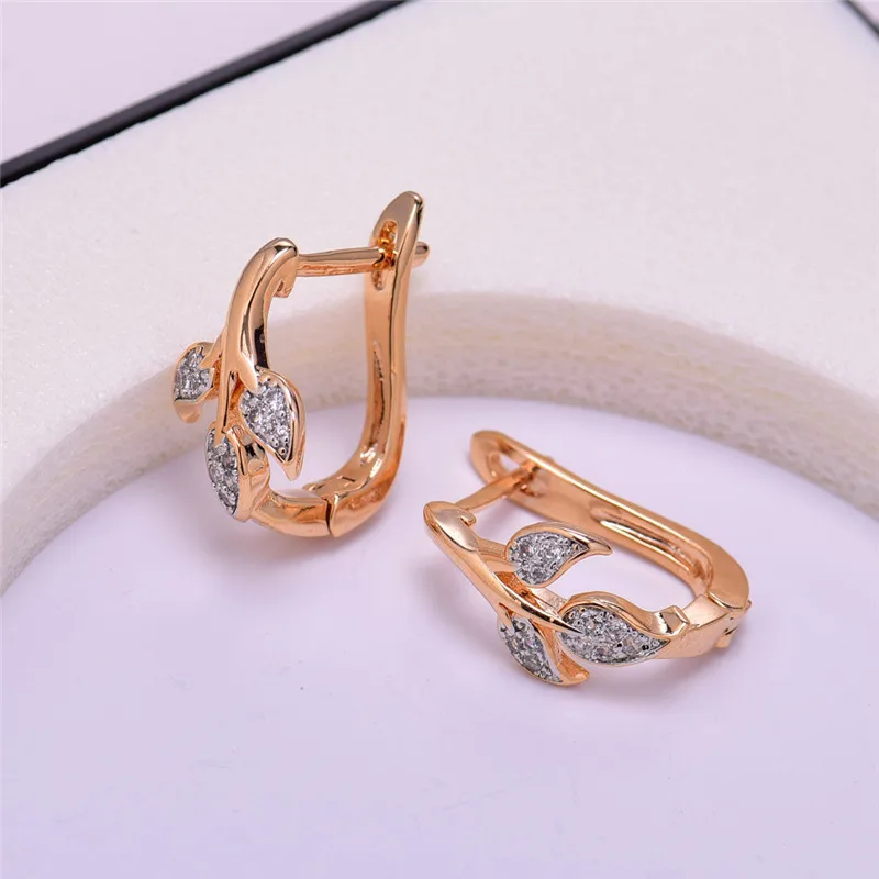 Женские серьги кольца GULICX золотого цвета с кристаллами фианита E256|hoop earrings for