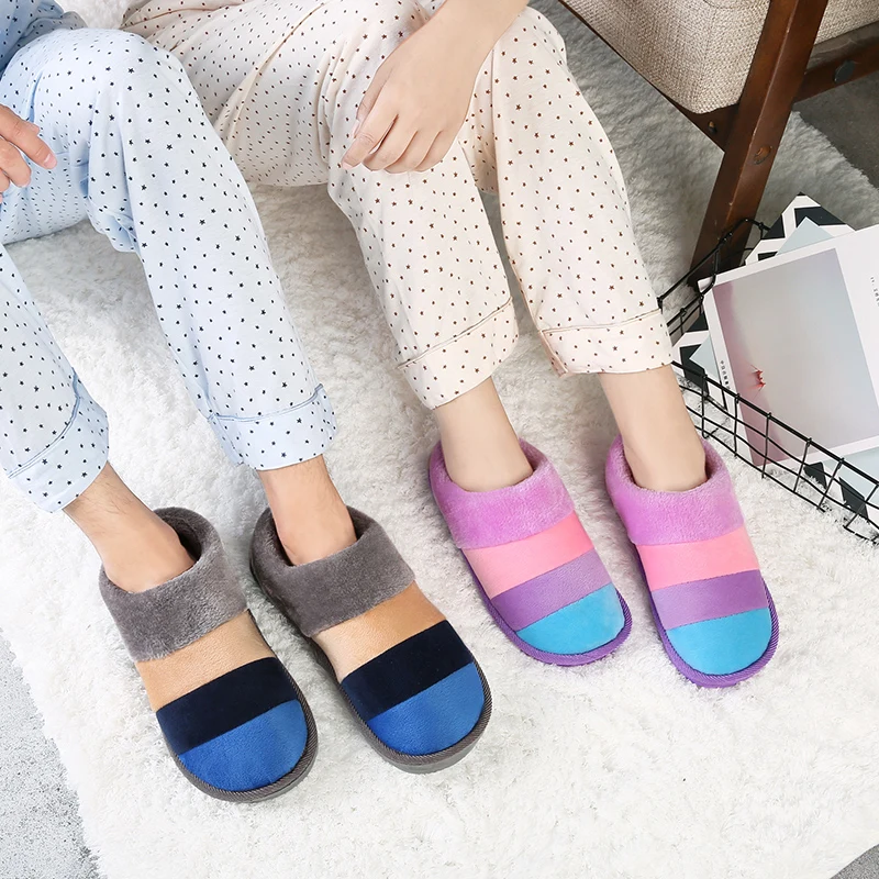 Зимние мужские повседневные домашние тапочки мягкие в полоску мужская домашняя