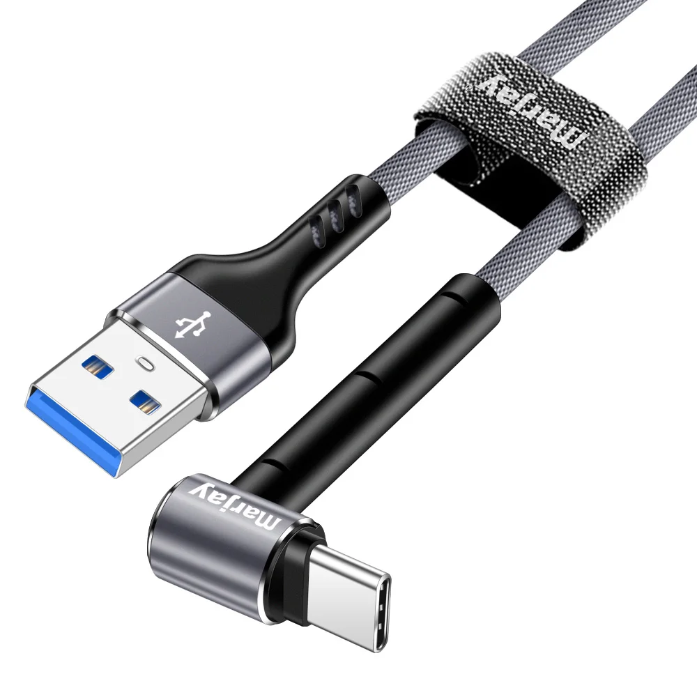 Серый Marjay usb type C кабель 90 градусов Быстрое зарядное устройство type-C кабель для samsung S9 S10 Xiaomi mi9 huawei P30 Pro мобильный телефон USB C шнур - Цвет: Серый