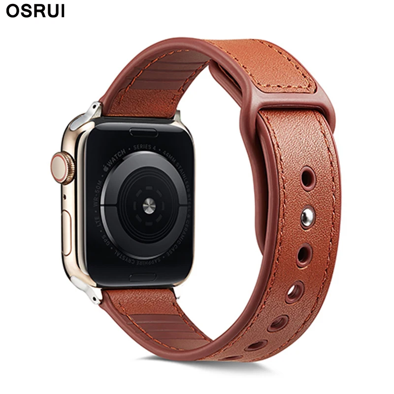 Модный кожаный ремешок для Apple watch 42 мм 38 силиконовый часов correas 44 40 браслет iwatch 4 3 2