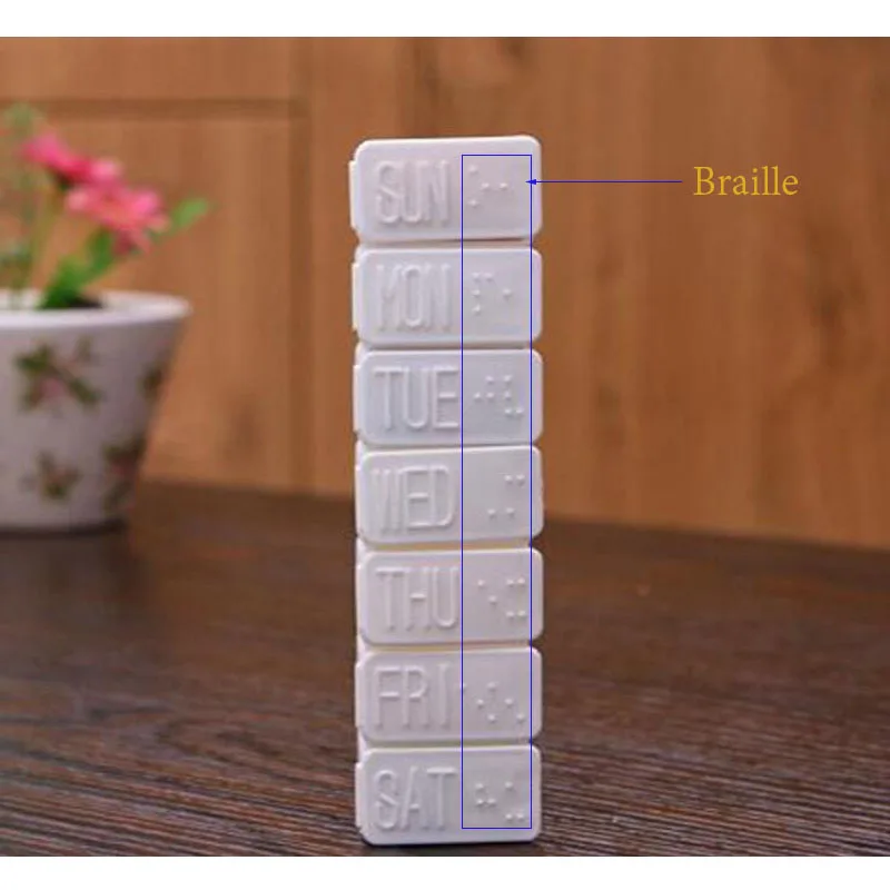 Yokee Новый Еженедельный 7 дней Tablet Pill Box с дизайном Брайля держатель Медицина