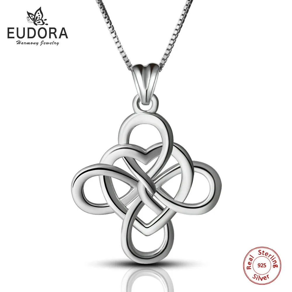 5 шт. Eudora 100% Настоящее чистое серебро 925 пробы ожерелье с бантом очаровательные