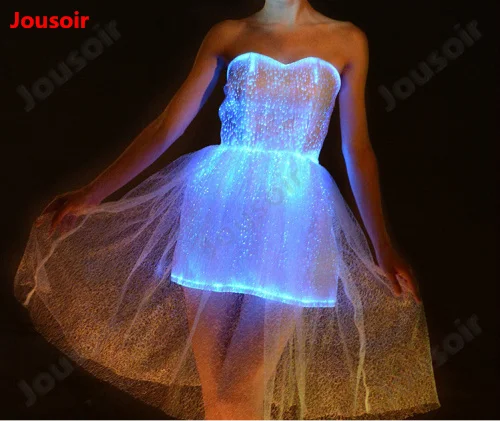 Led Colorful Luminous Party Evening Dress Music Festival Concert Wedding Costume Fiber Optic Lighting Masquerade CD15 T02 | Лампы и