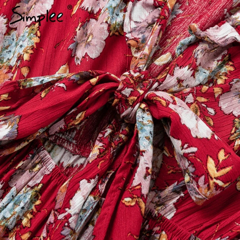 Женское летнее платье макси Simplee с цветочным принтом сексуальное красное пляжное