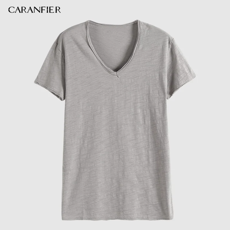 CARANFIER 2 шт. 3 4 футболка летняя новая мужская с коротким рукавом Лоскутная