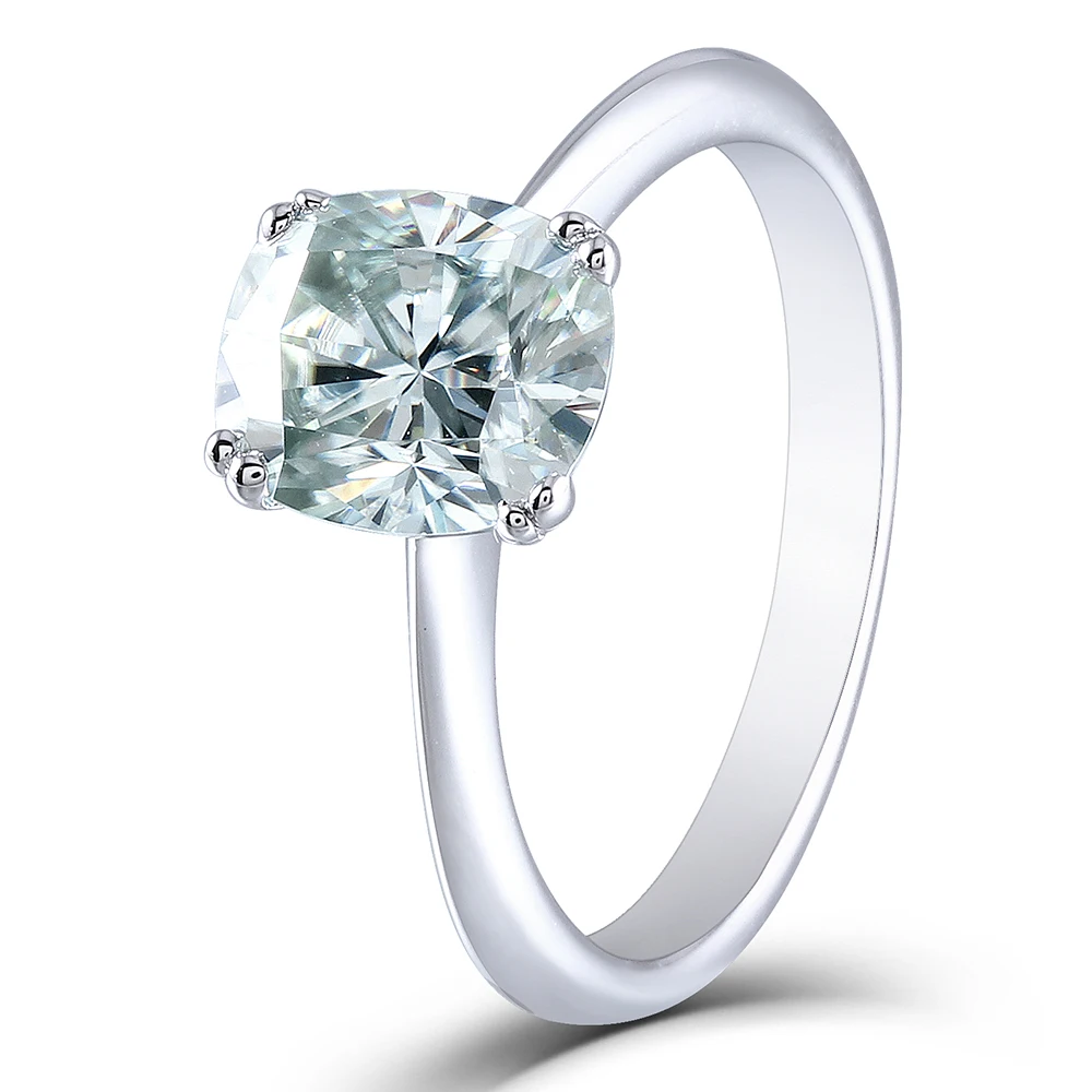 Кольцо DovEggs из стерлингового серебра 925 пробы светло синее 2ct (7х8 мм)|cushion cut