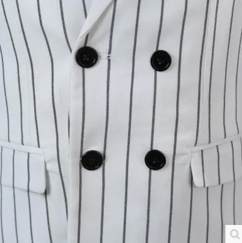 Новинка 2018 (костюм + брюки жилет) мужская одежда Белый Черный Полосатый