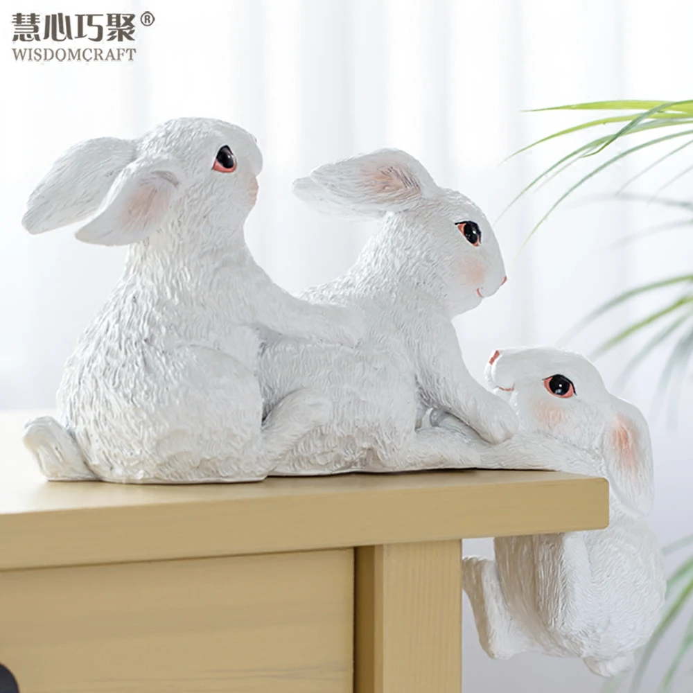 Creative Rabbit Furnishing Articles Minitures Taxidermy Animals Resin Home Decoration Accessories Contracted Desk | Дом и сад
