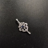 aazuo real 18k white gold real diamond ij si 0 133ct natural blue sapphire flower pendent necklace gifted for women chain au750