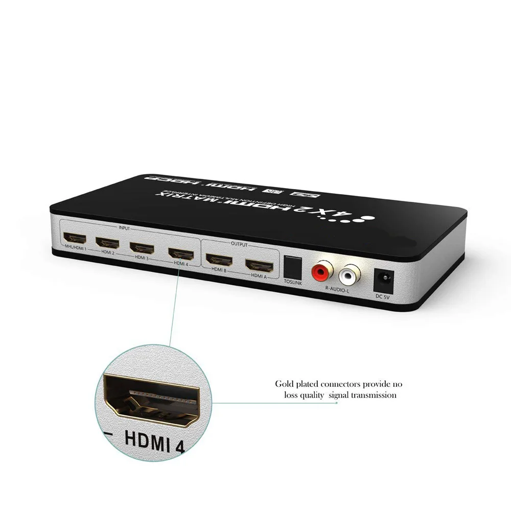 PUZHIJIE Новый Full HD 4K 1080P HDMI матрица 4x2 Переключатель сплиттер HIFI с ИК пультом