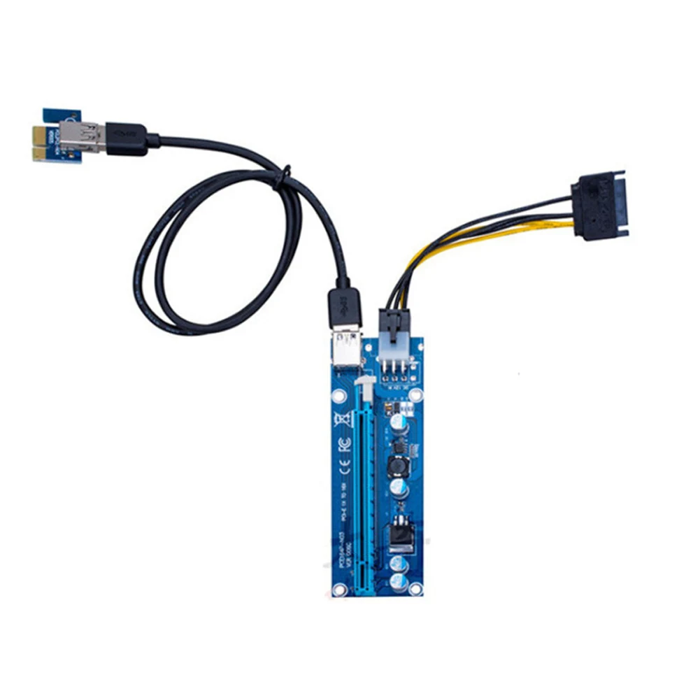 USB3.0 PCI E Express 1x к 16x расширитель переходника карты адаптер SATA 6Pin кабель питания JR
