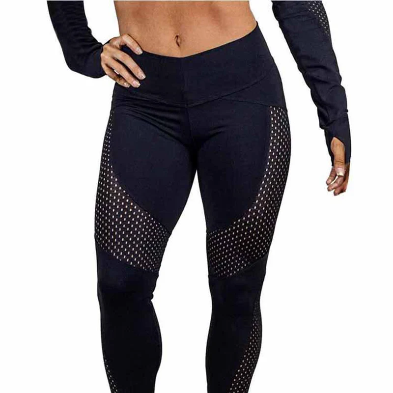 Women Solid Mesh Patchwork Gym Legging New Breathable Fitness Yoga Pants Elastic Training Tights Female Running Sport Leggings | Спорт и