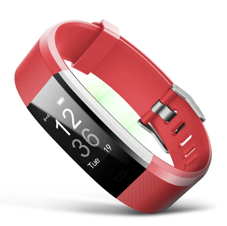 Фитнес умный браслет на запястье Heartrate кровяное давление кислородный оксиметр спортивный браслет умные часы для iOS Android - Цвет: Красный