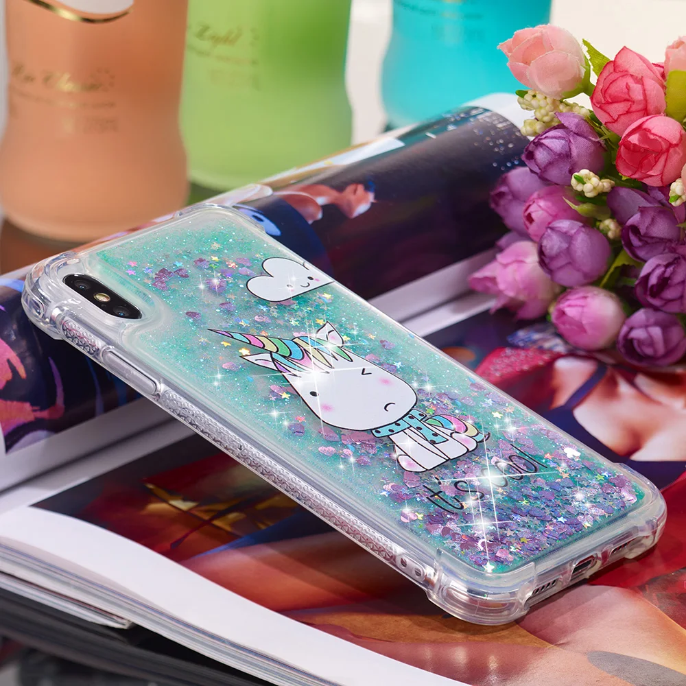 Жидкий чехол для huawei Honor 6 Play 6C 6 9i Y3 Y5 Y6 Y7 II mate 20 mate 10 Pro Lite Мягкий силиконовый чехол с мультяшным единорогом